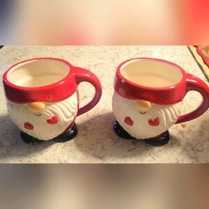 World Market Gnome Figural Ceramic Christmas Mugs